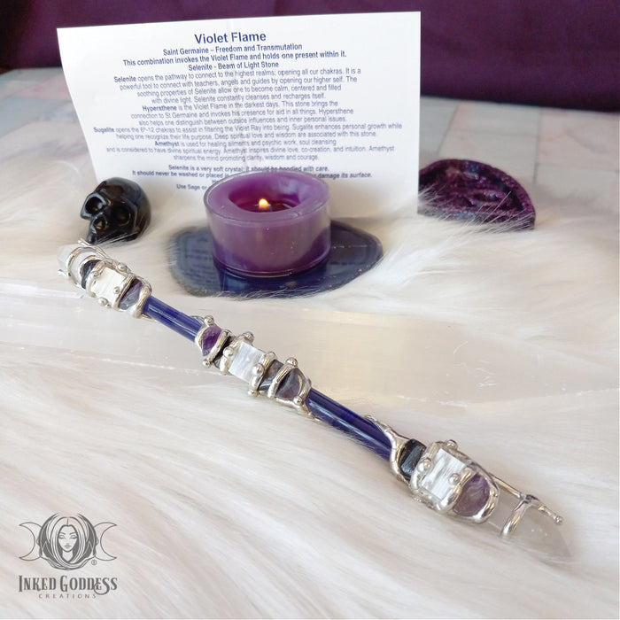 Violet Flame Handmade Gemstone Wand for Transmutation- Inked Goddess Creations