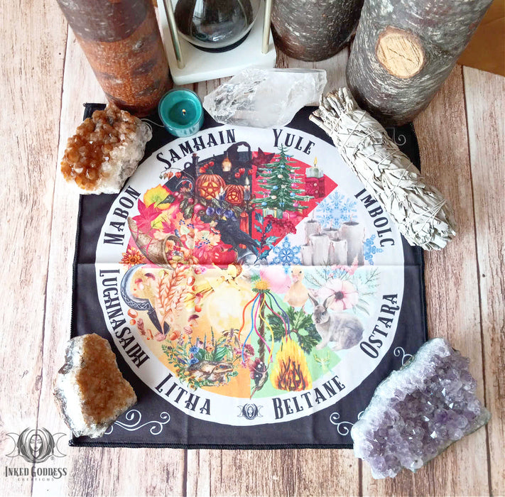 Wheel of the Year Altar Cloth- Inked Goddess Creations