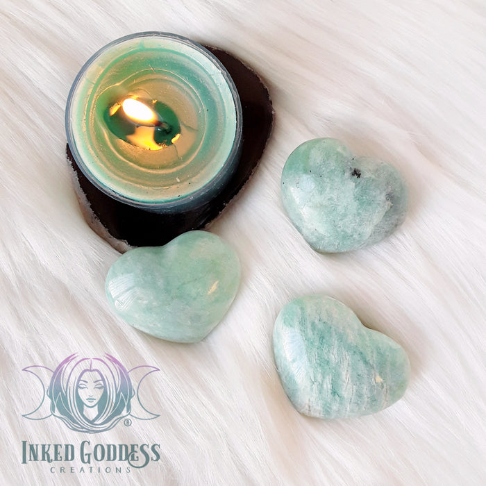 Amazonite Gemstone Heart for Universal Love- Inked Goddess Creations