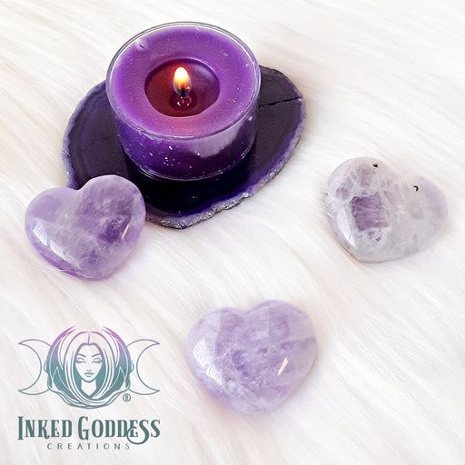 Amethyst Gemstone Heart for Balance, Intuition and Stress Relief- Inked Goddess Creations