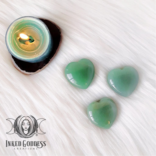 Aventurine Gemstone Heart for Abundance, Matters of Heart- Inked Goddess Creations