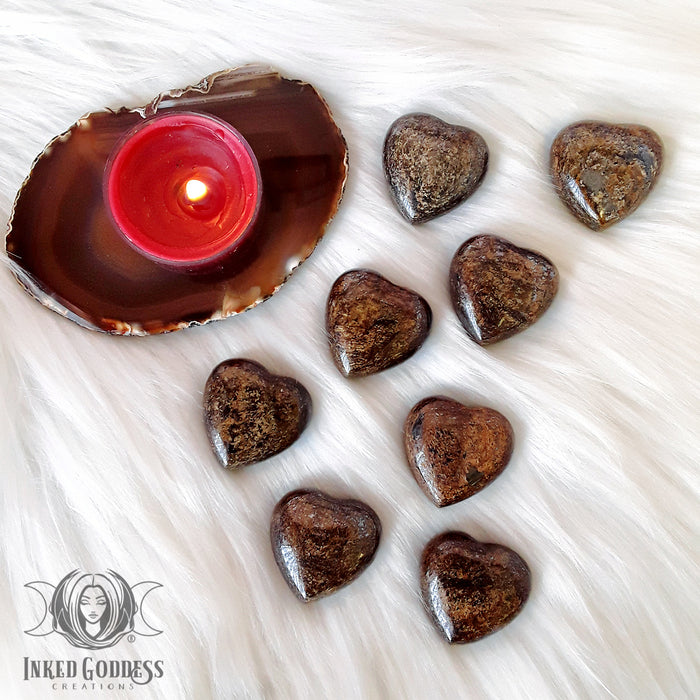 Bronzite Gemstone Heart for Peace- Inked Goddess Creations