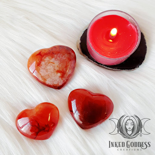 Carnelian Gemstone Heart for Motivation, Concentration- Inked Goddess Creations
