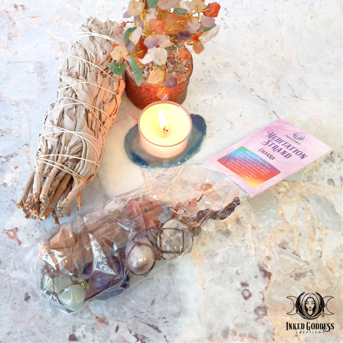 Chakra Gemstone Meditation Strand to Cleanse and Align- Inked Goddess Creations