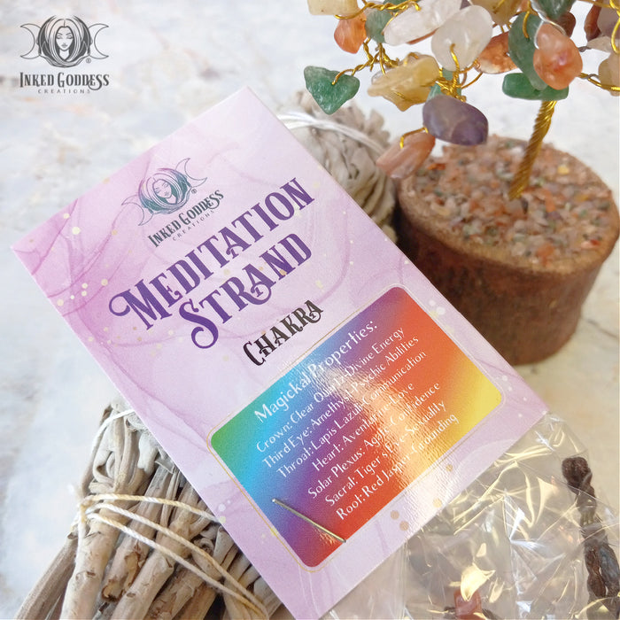 Chakra Gemstone Meditation Strand to Cleanse and Align- Inked Goddess Creations