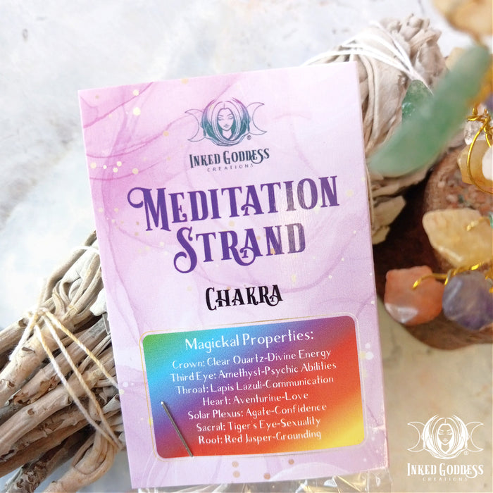 Chakra Gemstone Meditation Strand to Cleanse and Align- Inked Goddess Creations