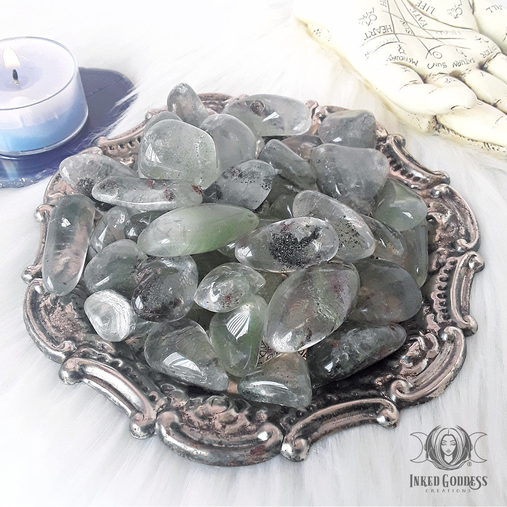 Chlorite Quartz Tumbled Gemstone for Alignment and Balance- Inked Goddess Creations