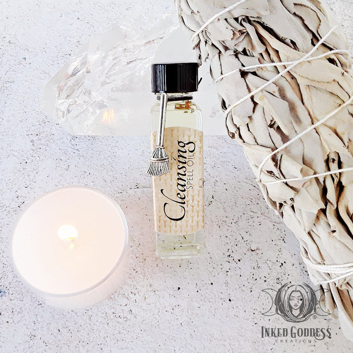 Cleansing Spell Oil to Clear Negative Energies- Inked Goddess Creations