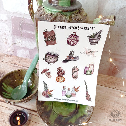 Cottage Witch Sticker Set for Your Planner or Book of Shadows- Inked Goddess Creations