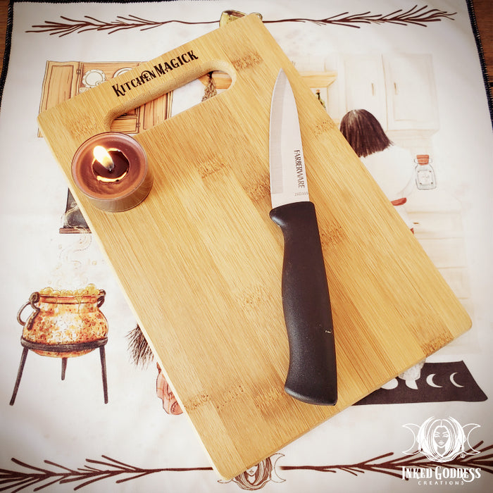 Kitchen Magick Bamboo Mini Cutting Board for Kitchen Witches- Inked Goddess Creations