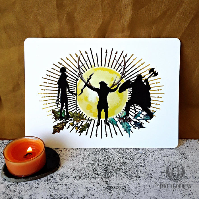 Divine Masculine Altar Card with Gold Accents- Inked Goddess Creations