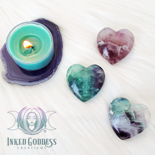 Fluorite Gemstone Heart for Aura Cleansing- Inked Goddess Creations