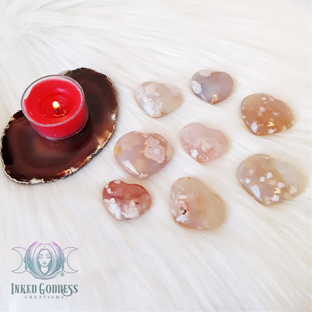 Flower Agate Gemstone Heart for Self-Love- Inked Goddess Creations