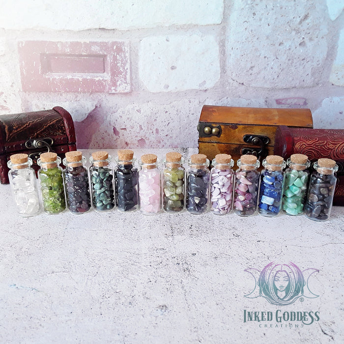 Gemstone Chip Jars for Your Witchy Craft Needs- Inked Goddess Creations