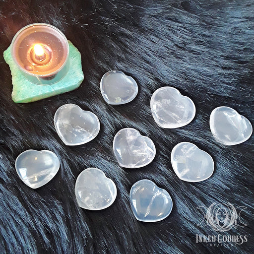 Girasol (Moon Quartz) Hearts for Calming Energy- Inked Goddess Creations