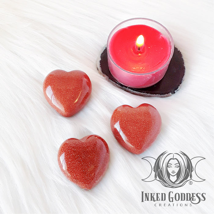 Goldstone Gemstone Heart for Vitality- Inked Goddess Creations