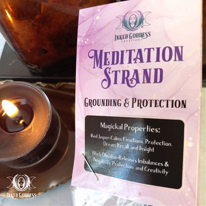 Grounding and Protection Gemstone Meditation Strand- Inked Goddess Creations