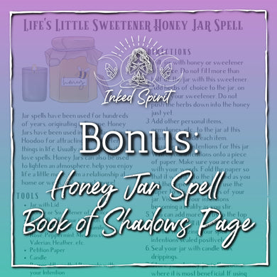 Honey Jar Spell Book of Shadows Page- Supplement to Family & Relationship Magick Lesson- Inked Goddess Creations