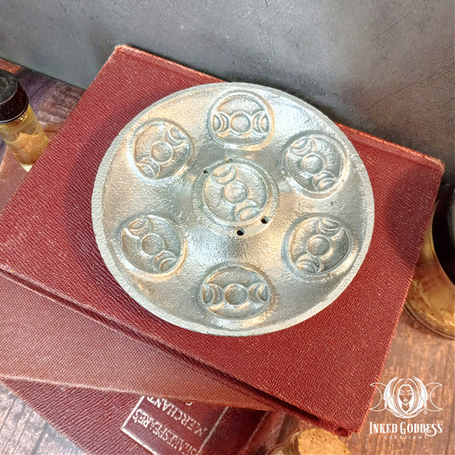 Triple Moon Incense Burner for Cones or Sticks- Inked Goddess Creations