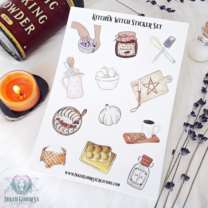 Kitchen Witch Sticker Set for Kitchen Magick- Inked Goddess Creations