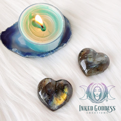 Labradorite Gemstone Heart for Psychic Awareness- Inked Goddess Creations