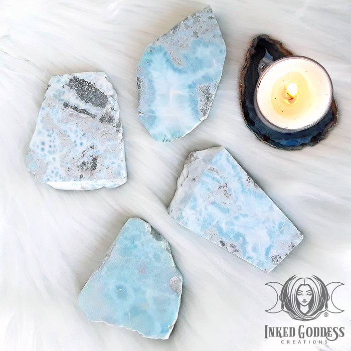 Larimar Altar Tile for Peaceful Energy- Inked Goddess Creations