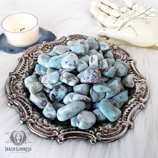 Larimar Tumbled Gemstone for Calming Energy- Inked Goddess Creations