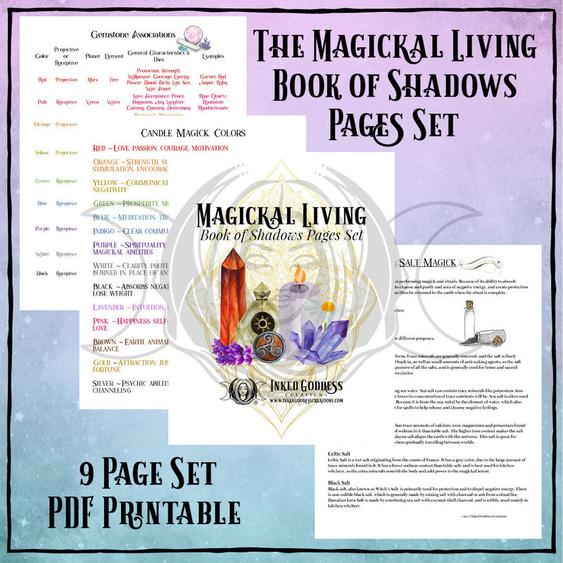 Load image into Gallery viewer, Magickal Living Book of Shadows Pages Set- PDF Printables- Inked Goddess Creations
