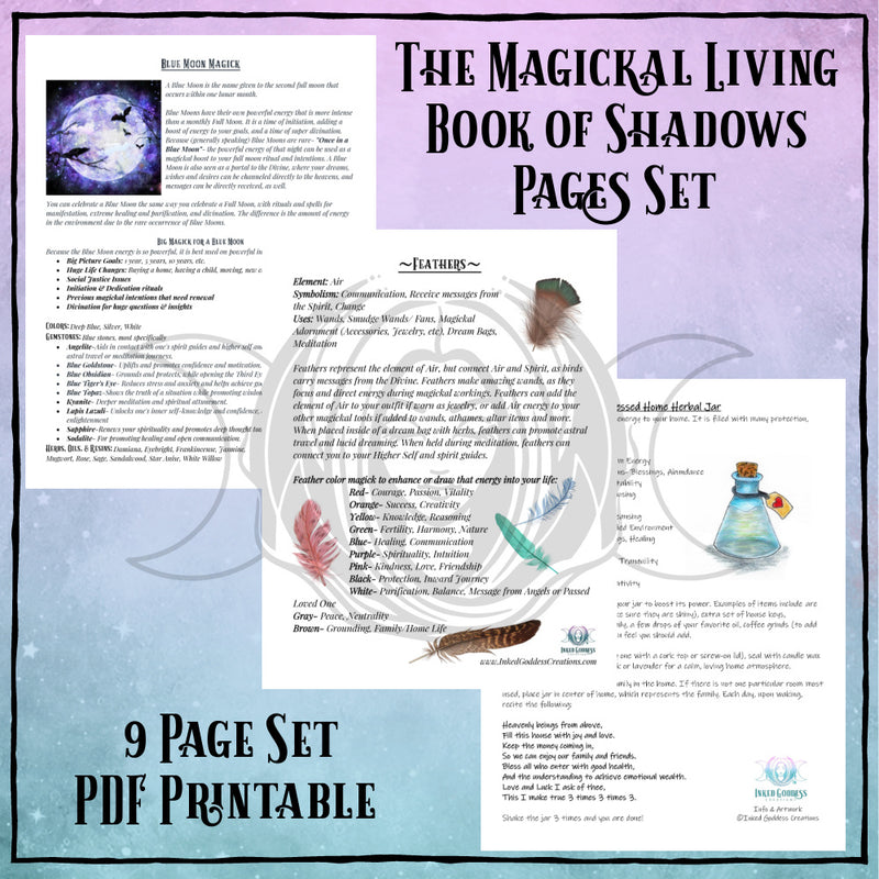 Load image into Gallery viewer, Magickal Living Book of Shadows Pages Set- PDF Printables- Inked Goddess Creations
