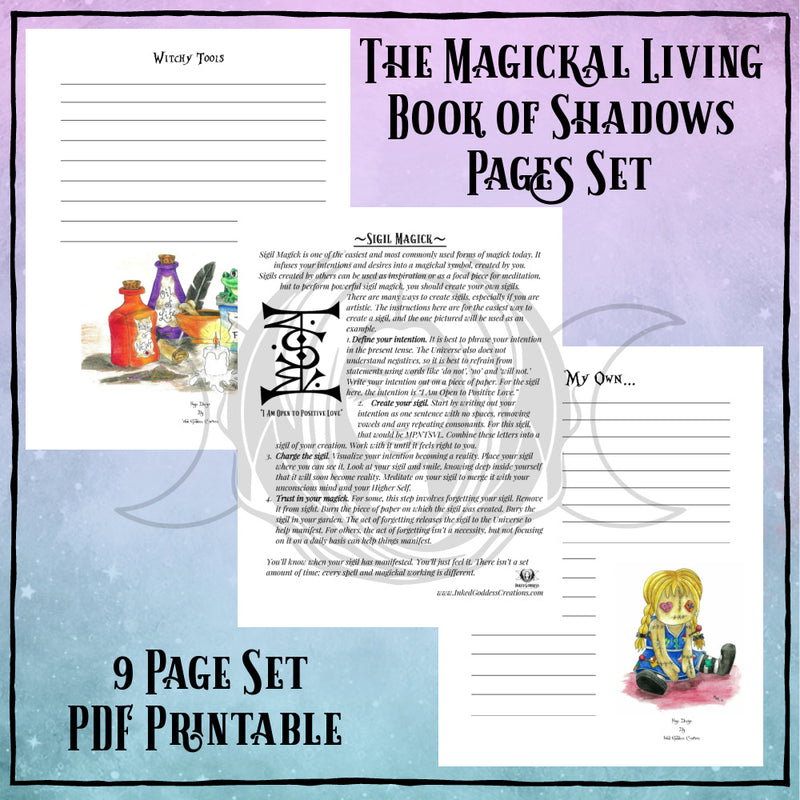 Load image into Gallery viewer, Magickal Living Book of Shadows Pages Set- PDF Printables- Inked Goddess Creations
