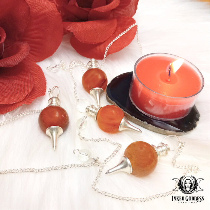 Carnelian Sphere Pendulum for Aries Season- Inked Goddess Creations