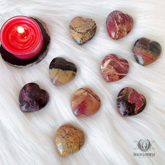 Red Creek Network Jasper Gemstone Heart for Balance- Inked Goddess Creations