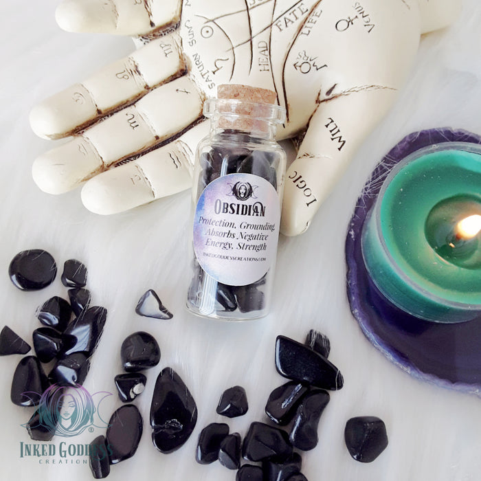 Gemstone Chip Jars for Your Witchy Craft Needs- Inked Goddess Creations
