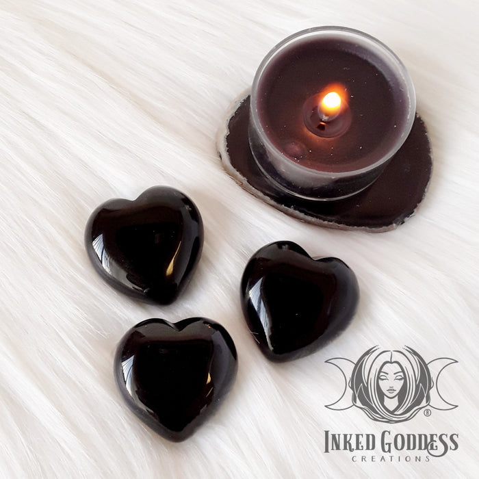 Obsidian Gemstone Heart for Creativity and Protection- Inked Goddess Creations