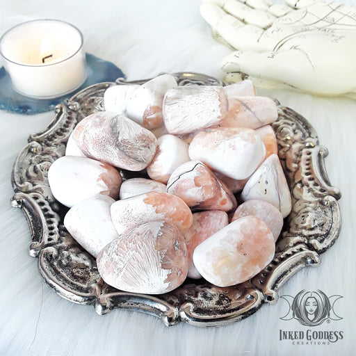 Peach Scolecite Tumbled Gemstone for Higher Vibrations- Inked Goddess Creations