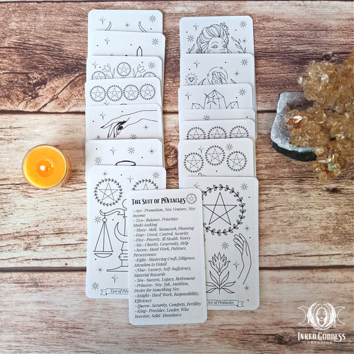 Color Your Own Tarot- Suit of Pentacles- Inked Goddess Creations