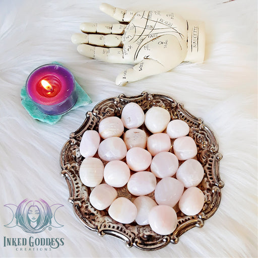 Pink Mangano Calcite Tumbled Gemstone for Loving Vibrations- Inked Goddess Creations