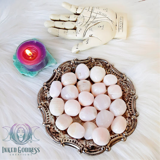 Pink Mangano Calcite Tumbled Gemstone for Loving Vibrations- Inked Goddess Creations