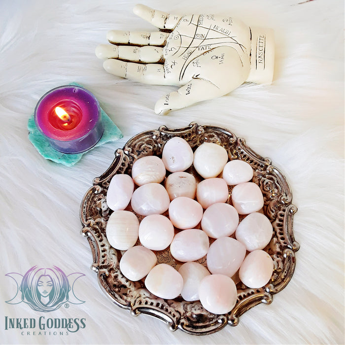 Pink Mangano Calcite Tumbled Gemstone for Loving Vibrations- Inked Goddess Creations