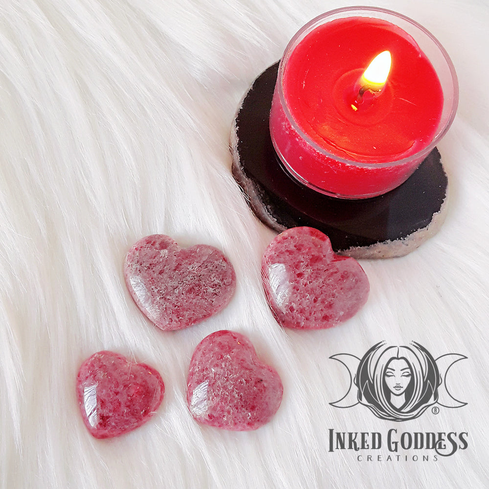 Rhodonite Gemstone Heart for Compassion- Inked Goddess Creations