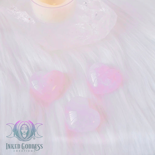 Rose Quartz Gemstone Heart for Loving Energy and Heart Opening- Inked Goddess Creations