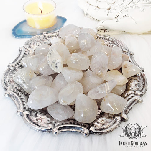 Rutilated Quartz Tumbled Gemstone for Cleansing Chakras- Inked Goddess Creations