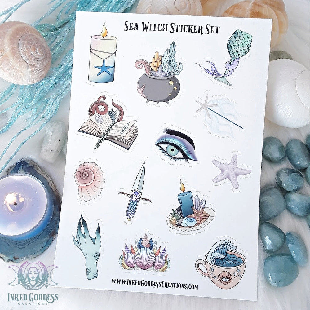 Sea Witch Sticker Set for Sea Magick- Inked Goddess Creations