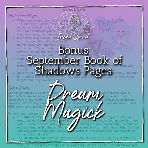 September 2021's Dream Magick Book of Shadows Pages- Inked Spirit - Inked Goddess Creations