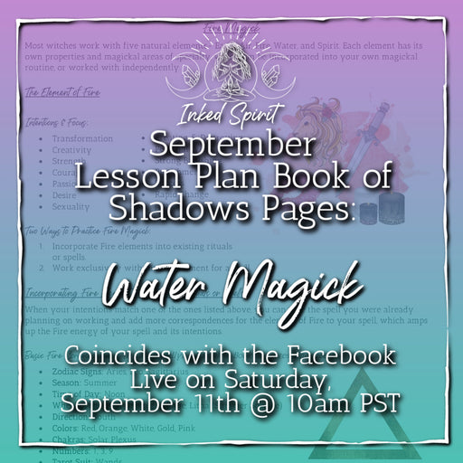September 2021's Water Magick Book of Shadows Pages- Inked Spirit - Inked Goddess Creations