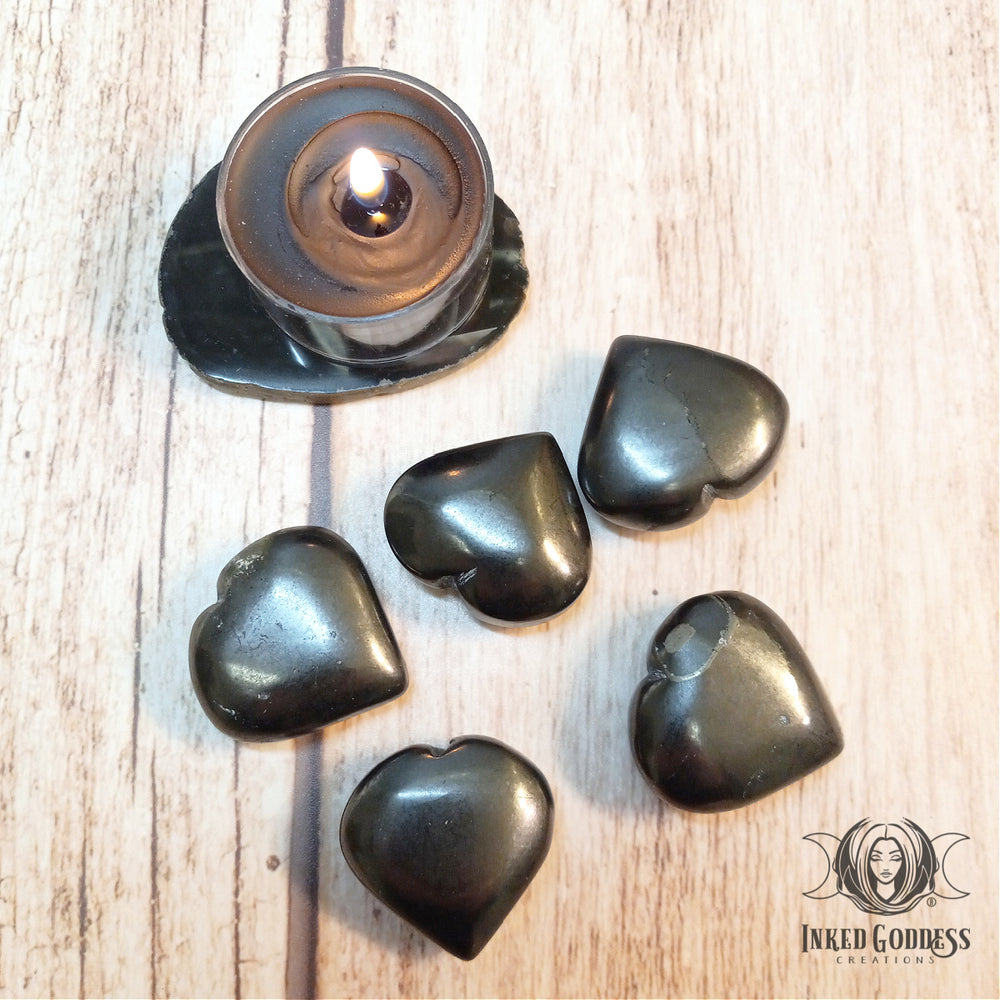 Shungite Gemstone Heart for Detoxing- Inked Goddess Creations