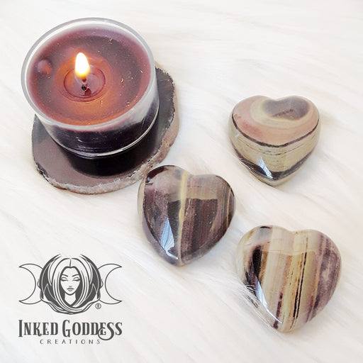 Silver Lace Agate Gemstone Heart for Protection & Balance- Inked Goddess Creations