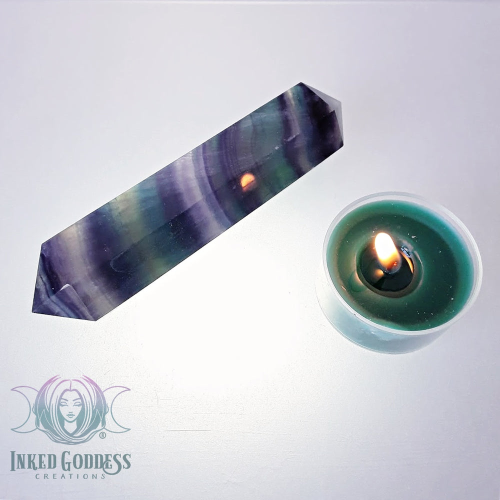 Fluorite Double Terminated Point Wand for Focused Meditation- Inked Goddess Creations