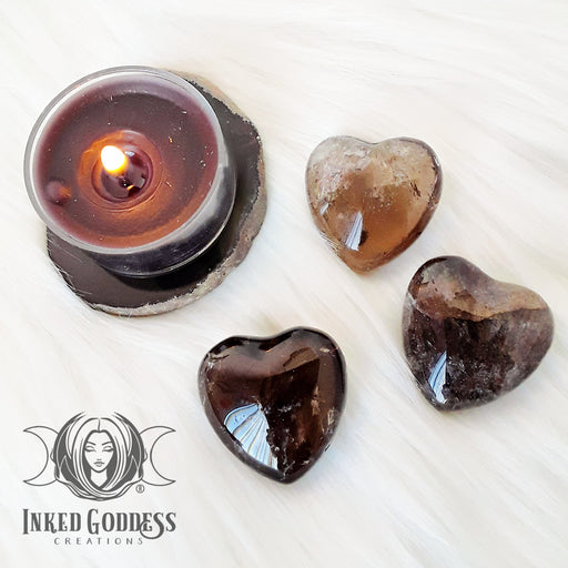 Smoky Quartz Gemstone Heart for Grounding- Inked Goddess Creations