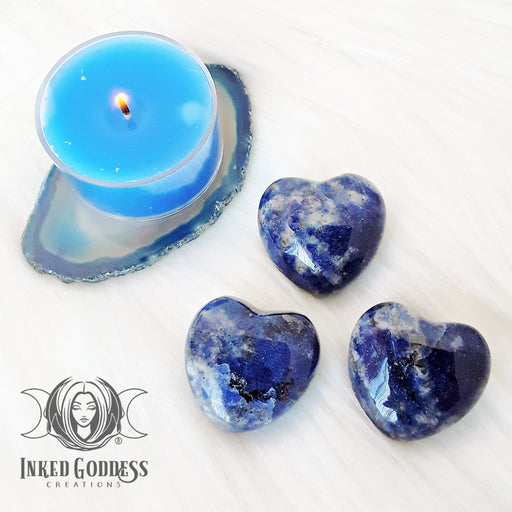 Sodalite Gemstone Heart for Emotional Calm- Inked Goddess Creations